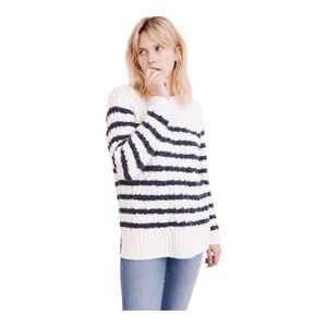 Madewell Linelle Cableknit Striped Sweater Size Large